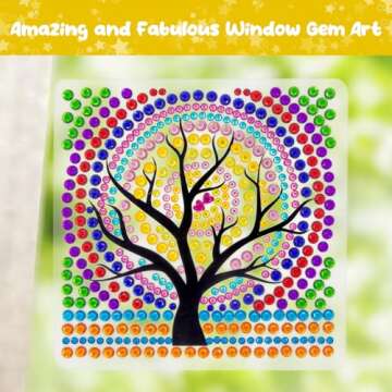 Arts and Crafts for Kids Ages 8-12 - Big Gem Diamond Art Painting for Girls Ages 8-12 - 6Pcs Window Art Suncatcher Kits - Cool Easter Basket Stuffers Party Favors Gifts for Boys Ages 3-5 4-6 6-8
