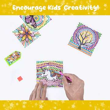 Arts and Crafts for Kids Ages 8-12 - Big Gem Diamond Art Painting for Girls Ages 8-12 - 6Pcs Window Art Suncatcher Kits - Cool Easter Basket Stuffers Party Favors Gifts for Boys Ages 3-5 4-6 6-8
