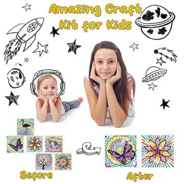 Arts and Crafts for Kids Ages 8-12 - Big Gem Diamond Art Painting for Girls Ages 8-12 - 6Pcs Window Art Suncatcher Kits - Cool Easter Basket Stuffers Party Favors Gifts for Boys Ages 3-5 4-6 6-8