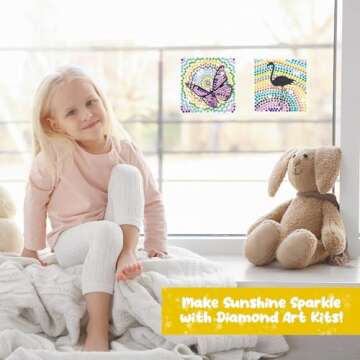 Arts and Crafts for Kids Ages 8-12 - Big Gem Diamond Art Painting for Girls Ages 8-12 - 6Pcs Window Art Suncatcher Kits - Cool Easter Basket Stuffers Party Favors Gifts for Boys Ages 3-5 4-6 6-8