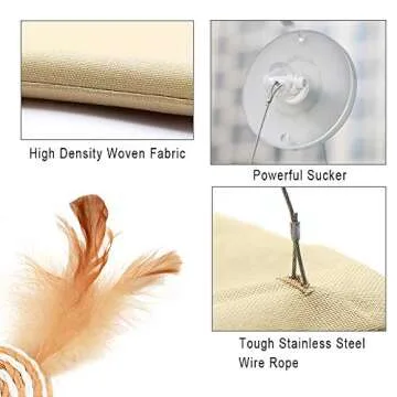 ZALALOVA Window Cat Seat, Cat Window Perch Hammock Space Saving Design w/1Pc Funny Cat Toy 1Pc Extra Suction Cup Window Seat Cat Shelves All Around 360° Sunbath Holds Up to 50lbs for Any Cat Size