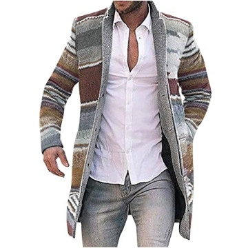 Stylish Homisy Men's Printed Wool Blends Cardigan Sweater for Winter Fashion