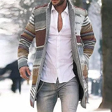 Homisy Men's Fashion Printed Wool Blends Cardigan Sweater