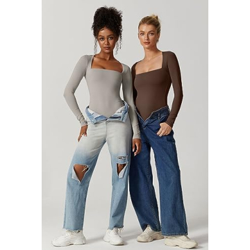 Stylish QINSEN Women's Square Neck Bodysuit for Every Occasion