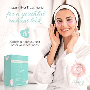 Soapy Skincare Collagen Eye Candy Anti-Aging Eye Masks (Set of 20) - Under-Eye Gel Pads for Dark Circles and Puffiness - Hyaluronic Acid, Vitamin C, Aloe Vera - Anti-Wrinkle Brightening Patches, Pink