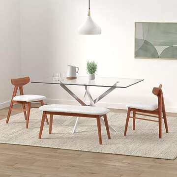Meridian Furniture Xander Collection Modern | Contemporary Tempered Glass Top Dining Table with Dura...