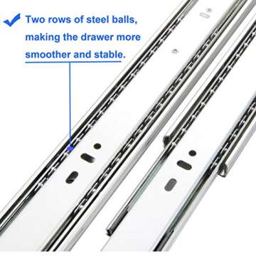 6 Pair of 22 Inch Soft Close Full Extension Side Mount Ball Bearing Drawer Slides