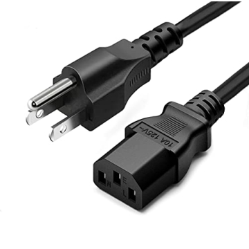 5ft 10A 125V Black 3 Prong AC Power Cord for Electronics