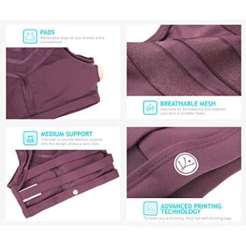 QUEENIEKE Womens Sports Bra High Impact Wirefree Workout Racerback Bra Top Size S Color Fuchsia Red