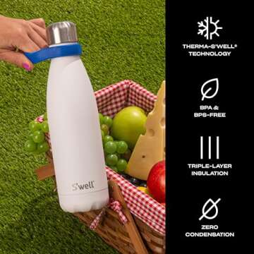 S'well Stainless Steel Water Bottle, 17oz, Moonstone, Triple Layered Vacuum Insulated Containers Keeps Drinks Cold for 36 Hours and Hot for 18, BPA Free, Perfect for On the Go