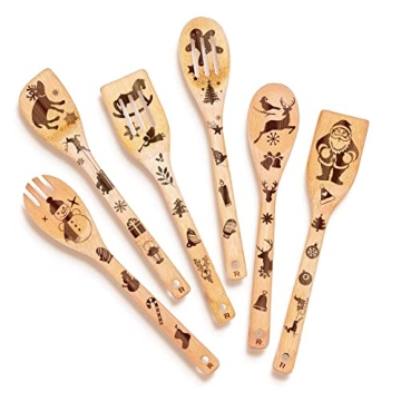 Riveira 6-Piece Wooden Spoons For Cooking & Serving - Eco-Friendly Kitchen Utensils