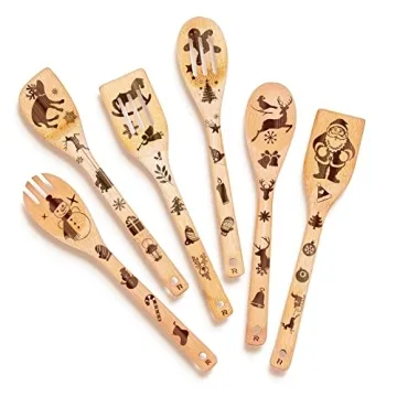 Riveira 6-Piece Wooden Spoons For Cooking & Serving - Eco-Friendly Kitchen Utensils