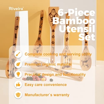 Riveira 6-Piece Wooden Cooking Spoons - Eco-Friendly Gift
