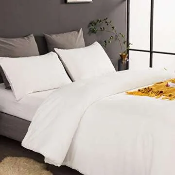 Houseri Bedding Set Queen White Velvet 3Pcs Fluffy Sherpa Comforter & Pillow Sham, Winter Spring Fall