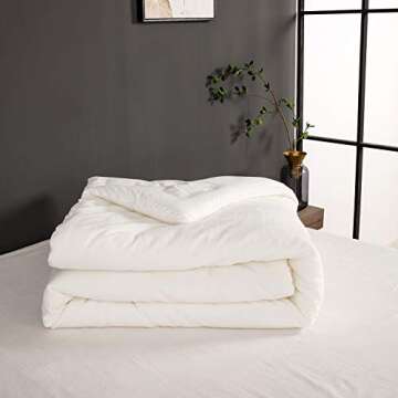 Houseri Bedding Set Queen White Velvet 3Pcs Fluffy Sherpa Comforter & Pillow Sham, Winter Spring Fall
