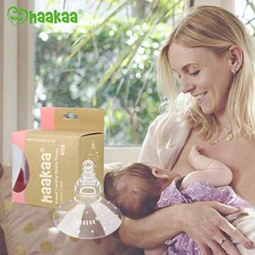 haakaa Nipple Shield Breastfeeding with Carry Case Using for Protects Sore Cracked Nipples Flat Inverted and Latch On Difficulties to Help Mums Continue Breastfeeding,1 pc (Round Shape)