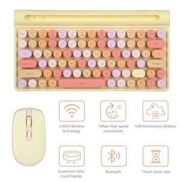 Wireless Keyboard and Mouse Combo, Multi-Device Bluetooth and 2.4G Dual Mode Keyboard with Integrated Stand for iPad, Tablet, and Laptop, Compact and Ergonomic Design, Ideal for Office and Home Use