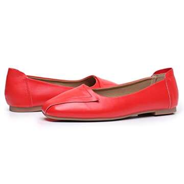 Stylish VenusCelia Women's Dance Flat Shoes in Red