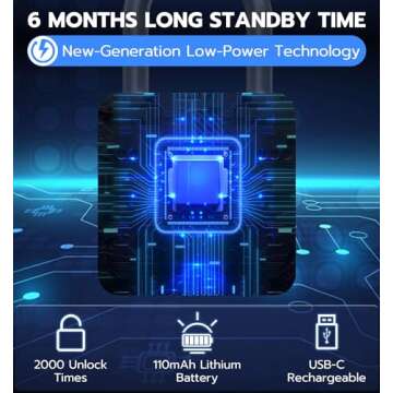 eLinkSmart Fingerprint Gym Locker Lock, Keyless Biometric Padlock, Weatherproof Electronic Digital Bluetooth App Smart Combo Pad Lock for Outdoor Fence Gate School Locker Storage Pool Shed - Black