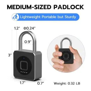 eLinkSmart Fingerprint Gym Locker Lock, Keyless Biometric Padlock, Weatherproof Electronic Digital Bluetooth App Smart Combo Pad Lock for Outdoor Fence Gate School Locker Storage Pool Shed - Black