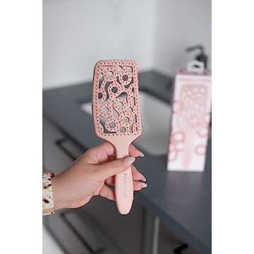 FRAMAR Professional Vented Hair Brush – Paddle Curved Hair Brush For Blow Drying, Wet Paddle Brush for Women Blow Drying