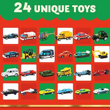 JOYIN 2024 Christmas Advent Calendar, 24 Days Countdown Calendar Diecast Cars Set, Christmas Vehicle...
