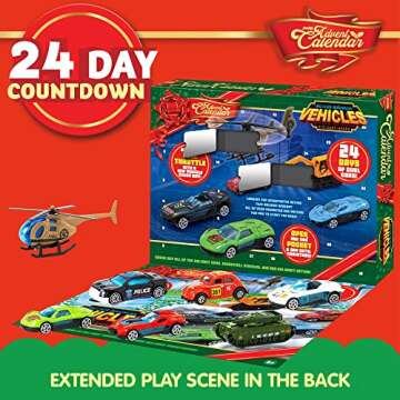 JOYIN 2024 Christmas Advent Calendar, 24 Days Countdown Calendar Diecast Cars Set, Christmas Vehicles Toys for Boys Kids, Classroom Prizes Xmas Gift, Christmas Party Favor Gifts, Advent Calendar Kids