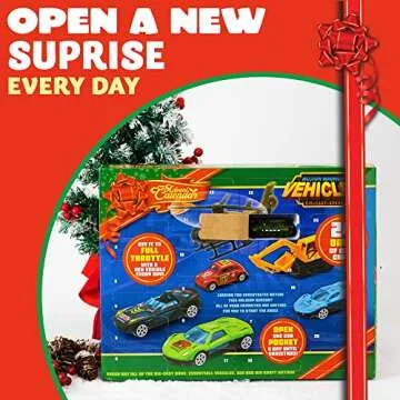 JOYIN 2024 Christmas Advent Calendar, 24 Days Countdown Calendar Diecast Cars Set, Christmas Vehicles Toys for Boys Kids, Classroom Prizes Xmas Gift, Christmas Party Favor Gifts, Advent Calendar Kids