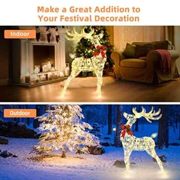 Tangkula 4.4 FT Christmas Lighted Reindeer, Outdoor Yard Christmas Decorations with 120 LED Lights, Artificial Christmas Décor with Stakes and Zip Ties, Indoor/Outdoor Festive Holiday Decoration