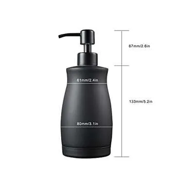 304 Stainless Steel Countertop Black Soap Dispenser Rust Resistant Leak-Proof Liquid Hand Sanitizer Pump with Hopper，for Kitchen Sink, Countertop, Bathroom (13.5oz/400ml)