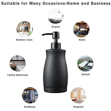 304 Stainless Steel Countertop Black Soap Dispenser Rust Resistant Leak-Proof Liquid Hand Sanitizer Pump with Hopper，for Kitchen Sink, Countertop, Bathroom (13.5oz/400ml)