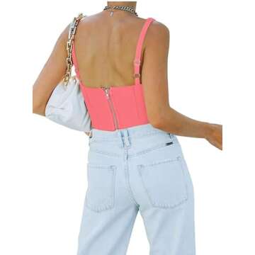 REORIA Women's Summer Sexy Square Neck Sleeveless Trendy Night Club Cropped Tank Top Cute Going Out ...