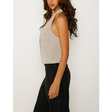 Stylish Fanway&EC Women's V Neck Crop Vest for All Occasions