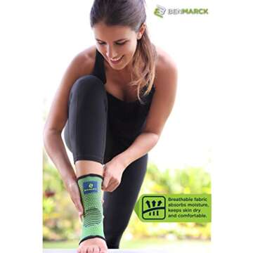 Benmarck Ankle Compression Sleeve, Plantar Fasciitis Sock, Foot Arch and Achilles Tendon Support Brace for Running for Men and Women by (Fjord Blue, Unisize)