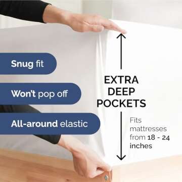 Extra Deep King Sheet Set - 6 Piece Breathable & Cooling Sheets - Hotel Luxury Bedding Set w/18-24 Inch Extra Deep Pockets - Easy Fit - Super Soft, Wrinkle Free and Comfy - Antique White, King Size