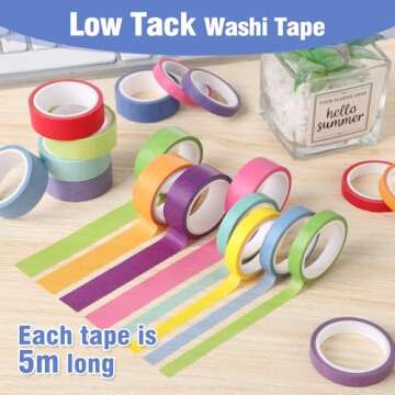 Fyguard 40 Rolls Washi Tape Set, 16Ft Rainbow Washi Tape 7.5mm 15mm Wide Decorative Tape Scrapbook W...