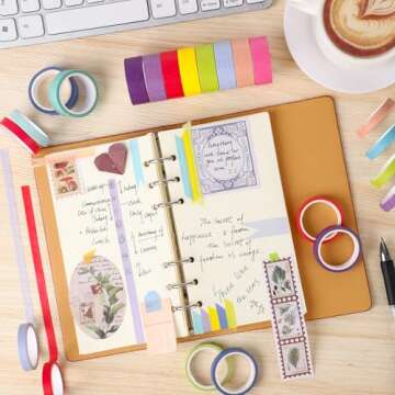 Fyguard 40 Rolls Washi Tape Set, 16Ft Rainbow Washi Tape 7.5mm 15mm Wide Decorative Tape Scrapbook Washi Tape, Low Tack Colored Washi Tape for Bullet Journaling Scrapbooking Supplies