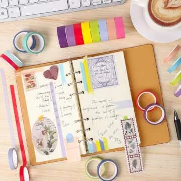 Fyguard 40 Rolls Washi Tape Set, 16Ft Rainbow Washi Tape 7.5mm 15mm Wide Decorative Tape Scrapbook Washi Tape, Low Tack Colored Washi Tape for Bullet Journaling Scrapbooking Supplies