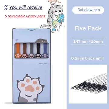 Gel Pens, 0.5mm Quick Dry Black Pens Fine Point Smooth Writing Pen, Cute Pens Ballpoint for Office School Home Stationery Supplies, Ink Pen for Journaling Note Taking, Cat Gifts for Women Animal Lover