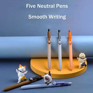 Gel Pens, 0.5mm Quick Dry Black Pens Fine Point Smooth Writing Pen, Cute Pens Ballpoint for Office School Home Stationery Supplies, Ink Pen for Journaling Note Taking, Cat Gifts for Women Animal Lover