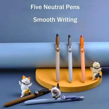 Gel Pens, 0.5mm Quick Dry Black Pens Fine Point Smooth Writing Pen, Cute Pens Ballpoint for Office School Home Stationery Supplies, Ink Pen for Journaling Note Taking, Cat Gifts for Women Animal Lover