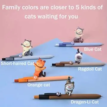 Gel Pens, 0.5mm Quick Dry Black Pens Fine Point Smooth Writing Pen, Cute Pens Ballpoint for Office School Home Stationery Supplies, Ink Pen for Journaling Note Taking, Cat Gifts for Women Animal Lover