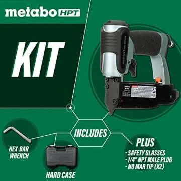 Metabo HPT Pin Nailer Kit Pro Preferred Brand of Pneumatic Nailers 23 Gauge Accept 5/8-Inch to 1-3/8-Inch Pin Nails Ideal for Cabinets Paneling Craft Work & Picture Frame Assembly NP35A