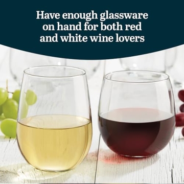 Libbey 12-Piece Stemless Wine Glass Set - Dishwasher Safe