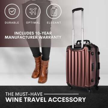 VinGardeValise® The Original 5-Bottle Wine Suitcase - Durable Burgundy Wine Luggage