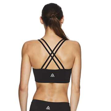 Reebok Womens Medium Support Fitness Sports Bra Black S