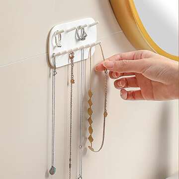 BXDOW Wall Mounted Necklace Holder Organizer with 12 Hooks