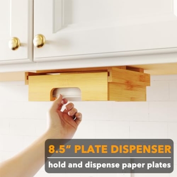 SpaceAid Bamboo Paper Plate Dispenser for 8.5-Inch Plates
