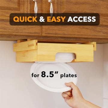 SpaceAid Bamboo Paper Plate Dispenser for 8.5-Inch Plates