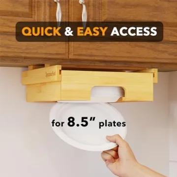 SpaceAid Bamboo Paper Plate Dispenser for 8.5-Inch Plates